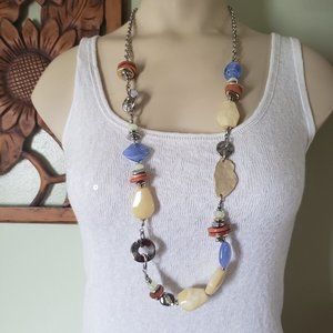 Chico's GRETA Multi Color & Textures Long Necklace 40" NWT